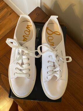 Sam Edelman White Low-Top Canvas Sneakers